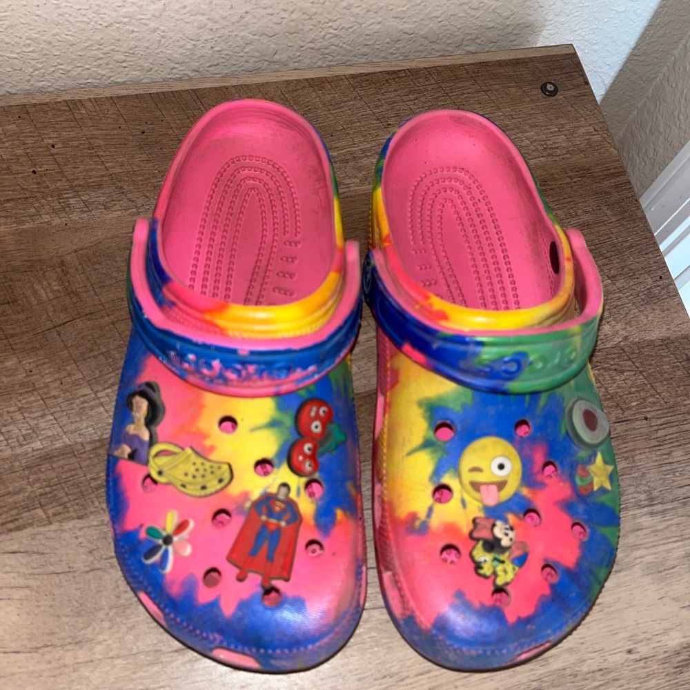 Crocs Tie die with Fun Charms